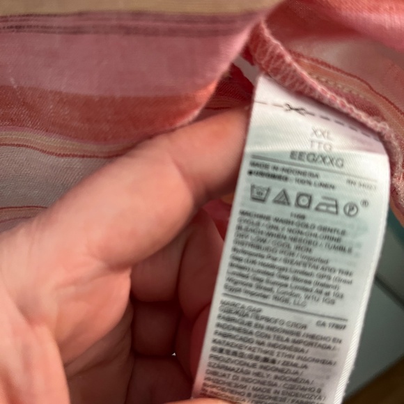 GAP 100% Linen Boyfriend Popover Tunic, Pink Stripes, XXL - Picture 8 of 10